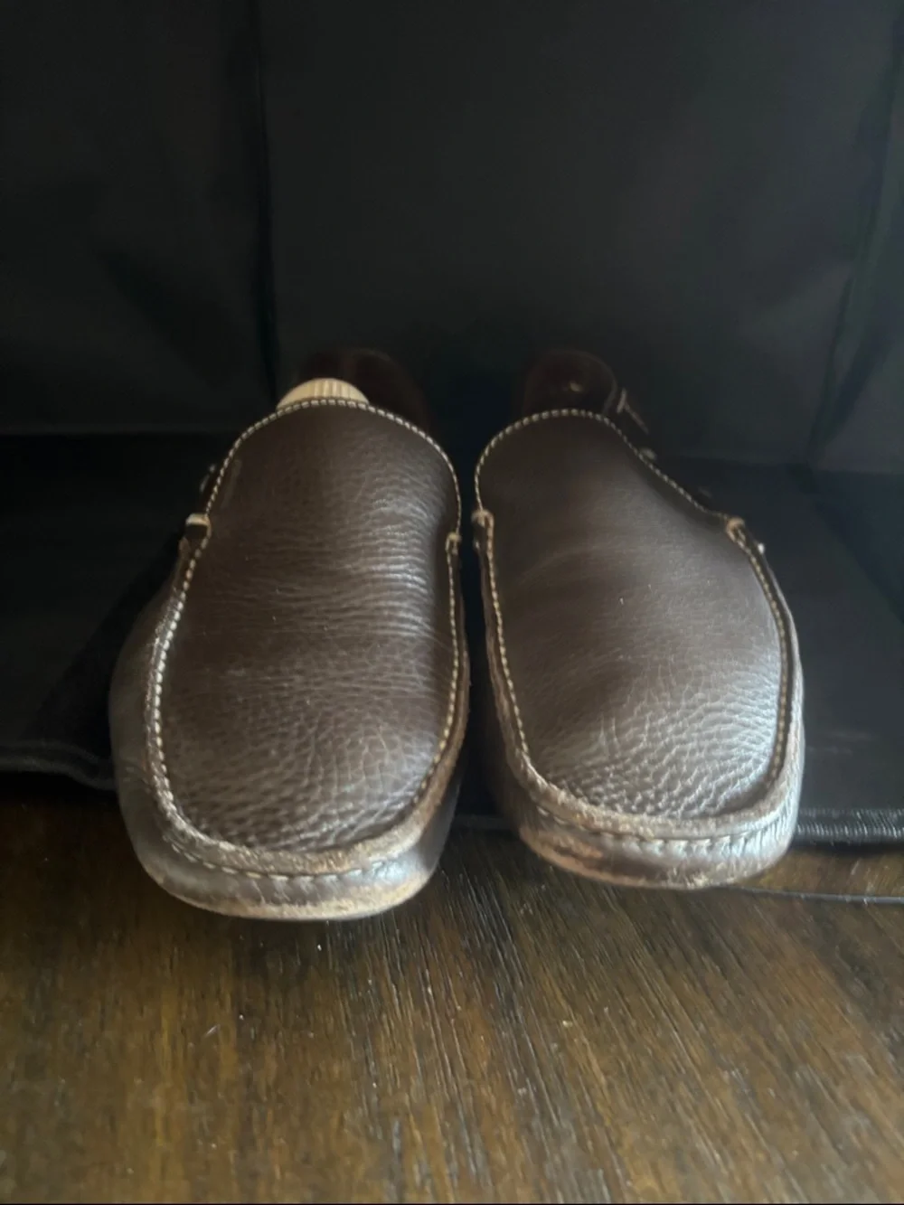 Prada Men's Brown Leather Slip-On Loafers